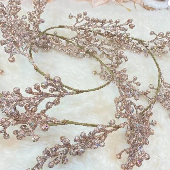 Mark Roberts Pink Glitter Berry Holiday Christmas Tree Metal Garland 60" New - Picture 1 of 6